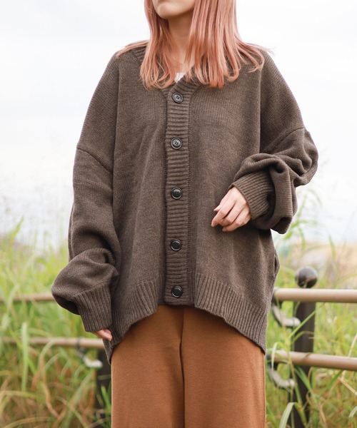 Bling Leads（ブリングリーズ）の「▼Bling Leads▼５ゲージ　オーバーサイズカーディガン（カーディガン/ボレロ・レディース・ベージュ/ブラック/グリーン・LARGE/MEDIUM）」の17枚目の写真