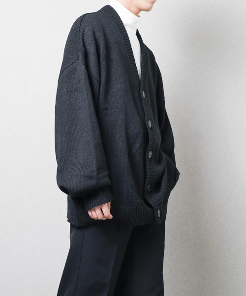 Bling Leads（ブリングリーズ）の「▼Bling Leads▼５ゲージ　オーバーサイズカーディガン（カーディガン/ボレロ・レディース・ベージュ/ブラック/グリーン・LARGE/MEDIUM）」の7枚目の写真