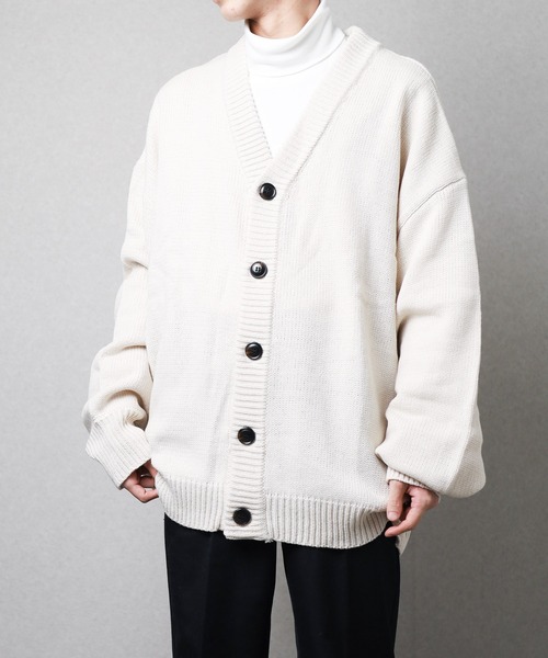 Bling Leads（ブリングリーズ）の「▼Bling Leads▼５ゲージ　オーバーサイズカーディガン（カーディガン/ボレロ・レディース・ベージュ/ブラック/グリーン・LARGE/MEDIUM）」の11枚目の写真