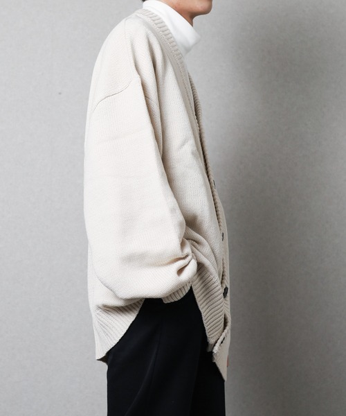 Bling Leads（ブリングリーズ）の「▼Bling Leads▼５ゲージ　オーバーサイズカーディガン（カーディガン/ボレロ・レディース・ベージュ/ブラック/グリーン・LARGE/MEDIUM）」の12枚目の写真