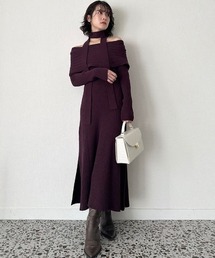 LILY BROWN | チョーカーセットニットワンピース(ワンピース)