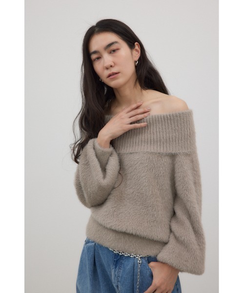 crie conforto(クリーコンフォルト)の「オフショルダーシャギーラメニット 秋服 / 冬服 / 長袖(ニット/セーター・レディース・モカ/オフホワイト/ブラック・FREE)」の16枚目の写真