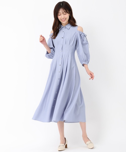 MISCH MASCH（ミッシュマッシュ）の「肩開きシャツワンピース（ワンピース・レディース・ブルー/ライトブルー/グリーン・S/M）」の14枚目の写真