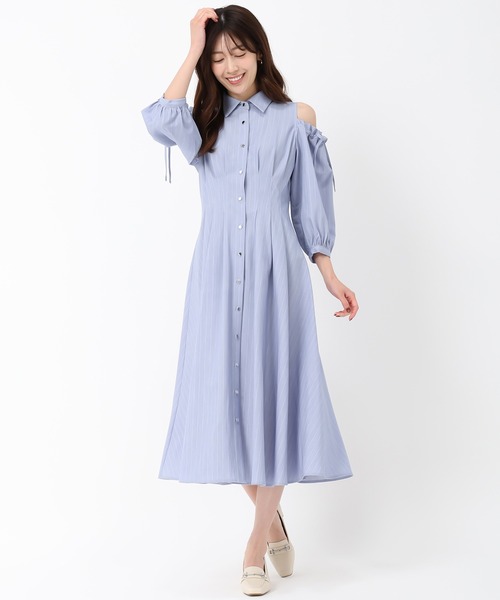 MISCH MASCH（ミッシュマッシュ）の「肩開きシャツワンピース（ワンピース・レディース・ブルー/ライトブルー/グリーン・S/M）」の15枚目の写真