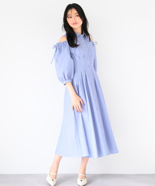 MISCH MASCH（ミッシュマッシュ）の「肩開きシャツワンピース（ワンピース・レディース・ブルー/ライトブルー/グリーン・S/M）」の10枚目の写真