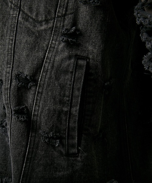 GRANCY スウェットドッキングデザインダメージデニムジャケット M GRANCY】Sweat Docking Design Damage Denim Jacket