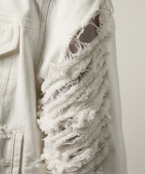 GRANCY スウェットドッキングデザインダメージデニムジャケット M GRANCY】Sweat Docking Design Damage Denim Jacket