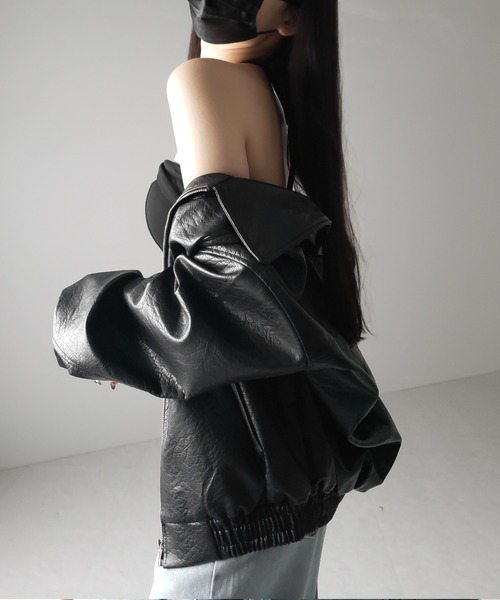 me+em select(ミームセレクト)の「【 カップ付 】ジップアップクロスストラップリボンベアトップス / zip up cross strap ribbon bare tops(キャミソール・レディース・グレー/ホワイト/ブラック・FREE)」の19枚目の写真
