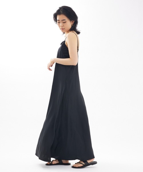 Rouge vif(ルージュヴィフ)の「アシメドレープキャミワンピース(ワンピース・レディース・ブラック/ベージュ・フリー)」の3枚目の写真