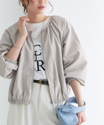 Pierrot | 撥水・UVカットノーカラーギャザーブルゾン(ブルゾン)