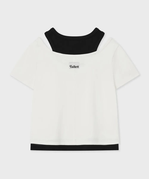 .KOM(ドットコム)の「A'GEM/9 × .kom 『FALLETT/ファレット』 LAYERED SHORT SLEEVE/レイヤードショートスリーブ(Tシャツ/カットソー・レディース・ホワイト/グレー・M)」の4枚目の写真