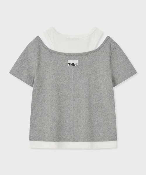 .KOM(ドットコム)の「A'GEM/9 × .kom 『FALLETT/ファレット』 LAYERED SHORT SLEEVE/レイヤードショートスリーブ(Tシャツ/カットソー・レディース・ホワイト/グレー・M)」の10枚目の写真