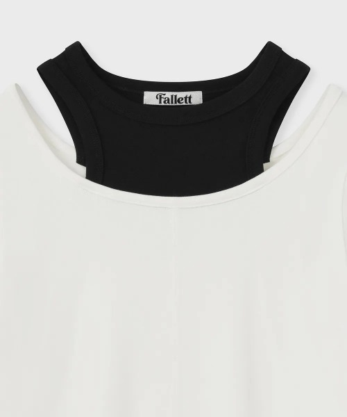 .KOM(ドットコム)の「A'GEM/9 × .kom 『FALLETT/ファレット』 LAYERED SHORT SLEEVE/レイヤードショートスリーブ(Tシャツ/カットソー・レディース・ホワイト/グレー・M)」の5枚目の写真