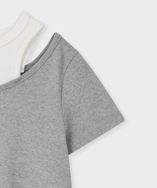 .KOM(ドットコム)の「A'GEM/9 × .kom 『FALLETT/ファレット』 LAYERED SHORT SLEEVE/レイヤードショートスリーブ(Tシャツ/カットソー・レディース・ホワイト/グレー・M)」の13枚目の写真
