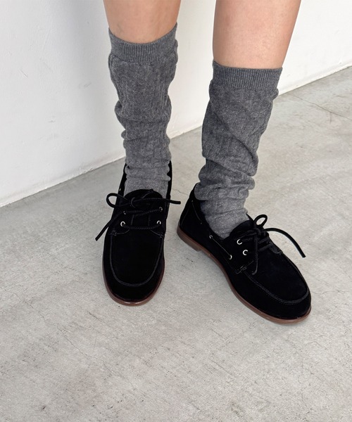 黒スエードモカシンデッキシューズ セール】El mar スウェードデッキシューズ（モカシン/デッキシューズ