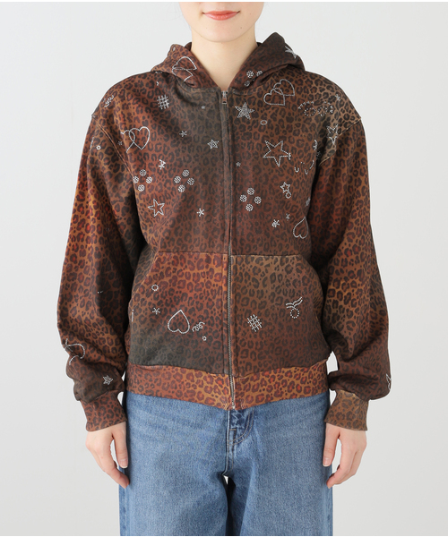Oriens JOURNAL STANDARD(オリエンス ジャーナルスタンダード)の「【Praying/プレイング】 Leopard Rhinestone Hoodie PRAY240 27- BLACK(パーカー・レディース・ブラック・X-SMALL/SMALL)」の5枚目の写真