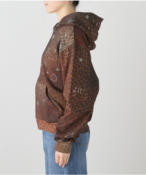 Oriens JOURNAL STANDARD(オリエンス ジャーナルスタンダード)の「【Praying/プレイング】 Leopard Rhinestone Hoodie PRAY240 27- BLACK(パーカー・レディース・ブラック・X-SMALL/SMALL)」の6枚目の写真