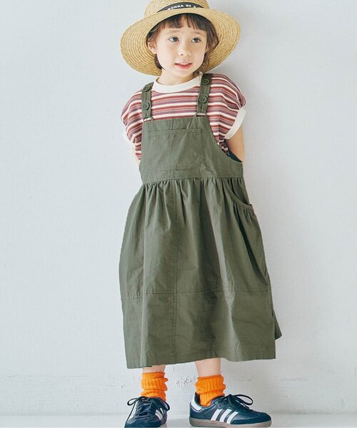 p.premier(ピードットプルミエ)の「【ジュニア対応】リップストップワークジャンスカ(ジャンパースカート・キッズ・チャコール/カーキ/アイボリー・140/130/120/110/100/90/80)」の3枚目の写真