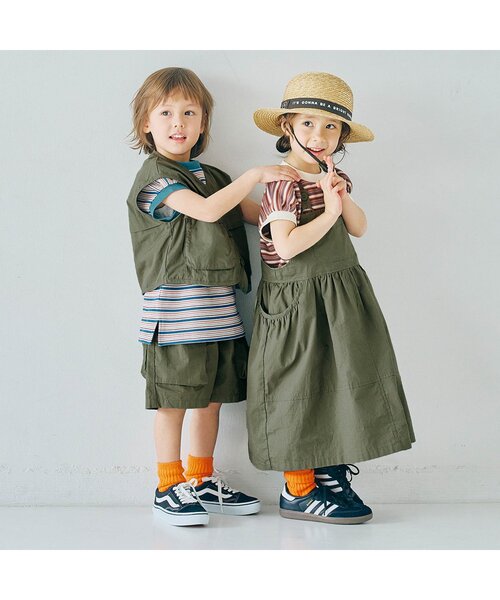 p.premier(ピードットプルミエ)の「【ジュニア対応】リップストップワークジャンスカ(ジャンパースカート・キッズ・チャコール/カーキ/アイボリー・140/130/120/110/100/90/80)」の17枚目の写真