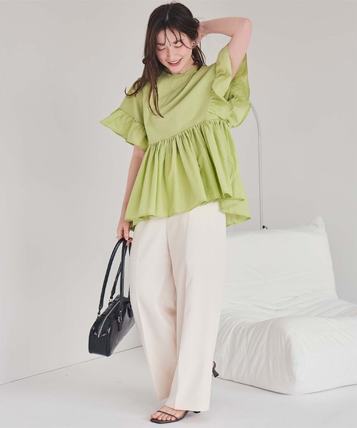 titivate(ティティベイト)の「ギャザーペプラムドッキングトップス(Tシャツ/カットソー・レディース・オフホワイト/ブラック/ライトグリーン/チャコール・S/M)」の16枚目の写真