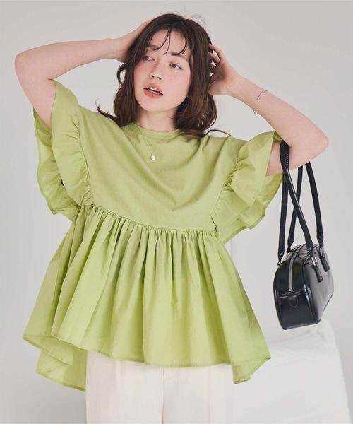 titivate(ティティベイト)の「ギャザーペプラムドッキングトップス(Tシャツ/カットソー・レディース・オフホワイト/ブラック/ライトグリーン/チャコール・S/M)」の18枚目の写真
