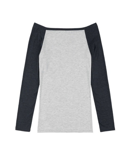 FANCY CLUB（ファンシークラブ）の「【FANCY CLUB】HEAVENLY OFF-SHOULDER LONG SLEEVE / 【ファンシークラブ】オフショルダーレタリングプリント長袖Tシャツ（Tシャツ/カットソー・レディース・杢グレー/ベージュ・ONE SIZE）」の10枚目の写真