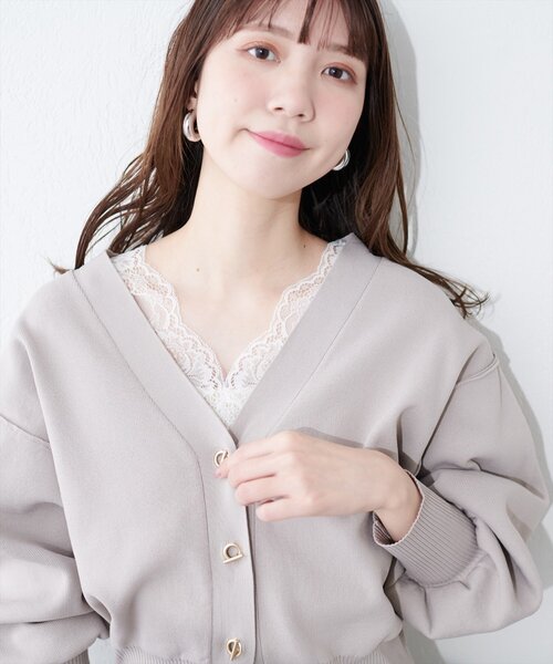 natural couture（ナチュラルクチュール）の「前後２ＷＡＹ総レースインナー（キャミソール・レディース・ブラック/ピンクベージュ/グレイッシュベージュ/オフホワイト・FREE）」の6枚目の写真