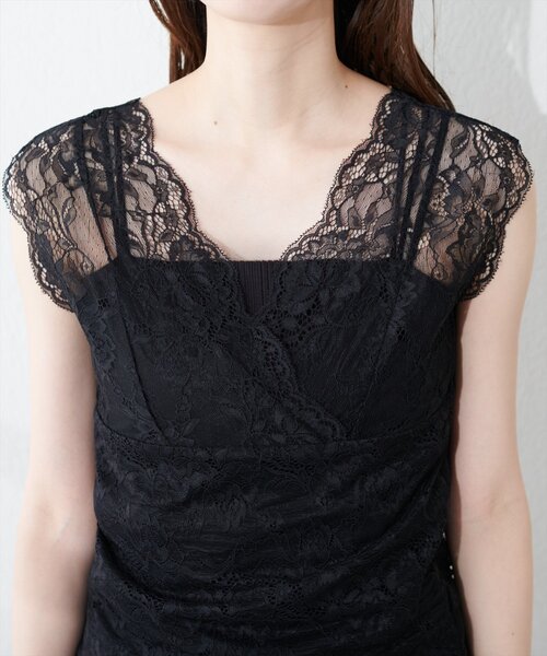 natural couture（ナチュラルクチュール）の「前後２ＷＡＹ総レースインナー（キャミソール・レディース・ブラック/ピンクベージュ/グレイッシュベージュ/オフホワイト・FREE）」の18枚目の写真