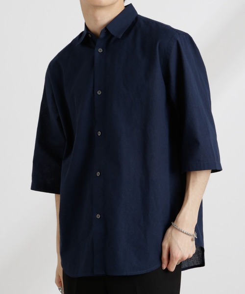 NANO universe【新品】レギュラーカラーシャツ ブルー L NANO universe シャツ デイリースマート レギュラーカラーシャツ