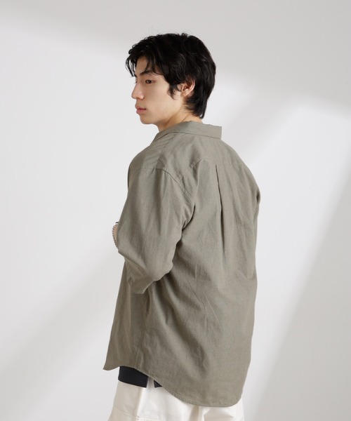 NANO universe(ナノユニバース)の「クールマックスリネンレギュラーカラー7分袖(シャツ/ブラウス・メンズ・サックスブルー/ホワイト/ライトカーキ/ネイビー・S/M/L/XL)」の12枚目の写真