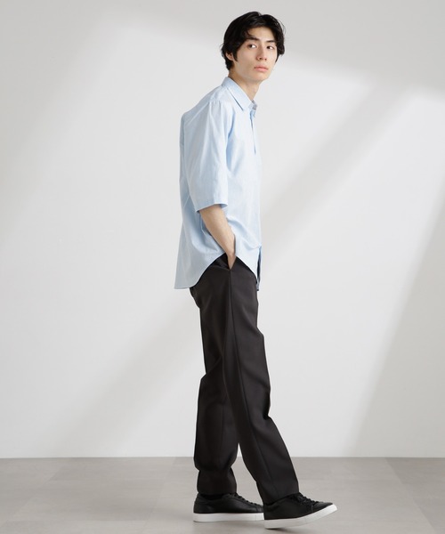 NANO universe(ナノユニバース)の「クールマックスリネンレギュラーカラー7分袖(シャツ/ブラウス・メンズ・サックスブルー/ホワイト/ライトカーキ/ネイビー・S/M/L/XL)」の8枚目の写真