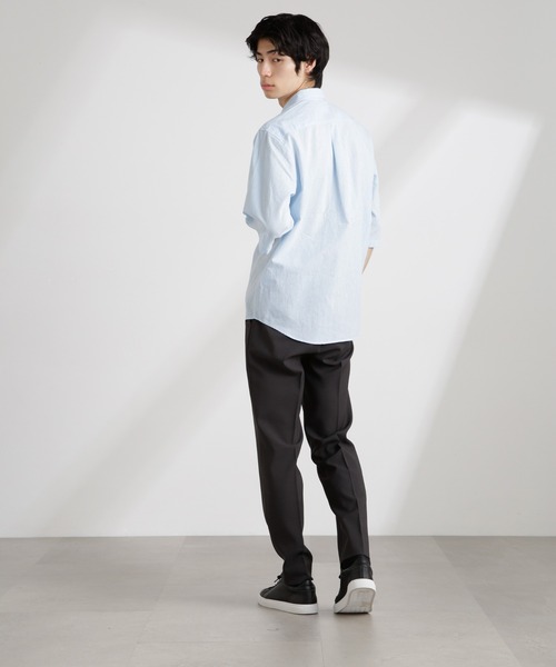 NANO universe(ナノユニバース)の「クールマックスリネンレギュラーカラー7分袖(シャツ/ブラウス・メンズ・サックスブルー/ホワイト/ライトカーキ/ネイビー・S/M/L/XL)」の9枚目の写真
