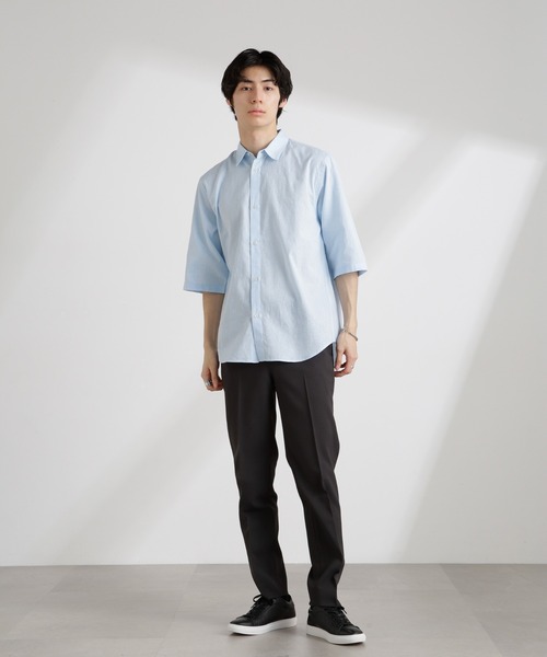 NANO universe(ナノユニバース)の「クールマックスリネンレギュラーカラー7分袖(シャツ/ブラウス・メンズ・サックスブルー/ホワイト/ライトカーキ/ネイビー・S/M/L/XL)」の7枚目の写真