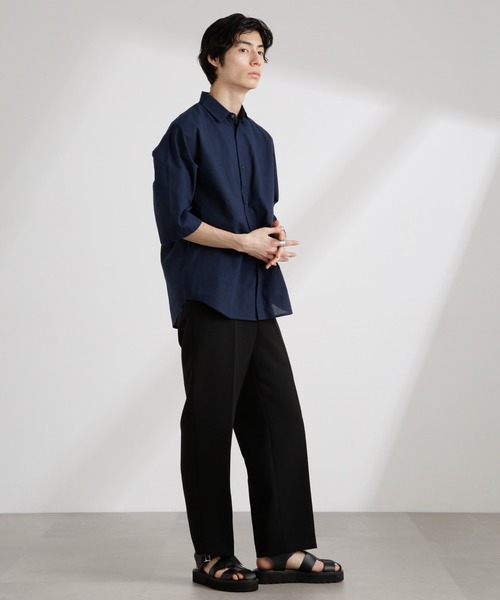 NANO universe(ナノユニバース)の「クールマックスリネンレギュラーカラー7分袖(シャツ/ブラウス・メンズ・サックスブルー/ホワイト/ライトカーキ/ネイビー・S/M/L/XL)」の20枚目の写真