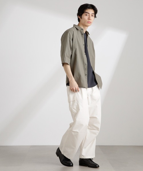 NANO universe(ナノユニバース)の「クールマックスリネンレギュラーカラー7分袖(シャツ/ブラウス・メンズ・サックスブルー/ホワイト/ライトカーキ/ネイビー・S/M/L/XL)」の15枚目の写真