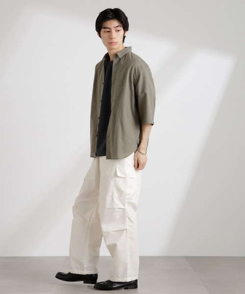 NANO universe(ナノユニバース)の「クールマックスリネンレギュラーカラー7分袖(シャツ/ブラウス・メンズ・サックスブルー/ホワイト/ライトカーキ/ネイビー・S/M/L/XL)」の14枚目の写真