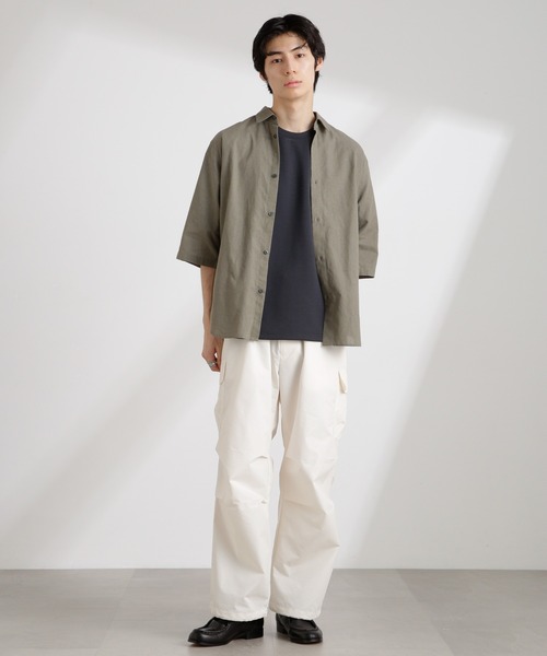 NANO universe(ナノユニバース)の「クールマックスリネンレギュラーカラー7分袖(シャツ/ブラウス・メンズ・サックスブルー/ホワイト/ライトカーキ/ネイビー・S/M/L/XL)」の13枚目の写真