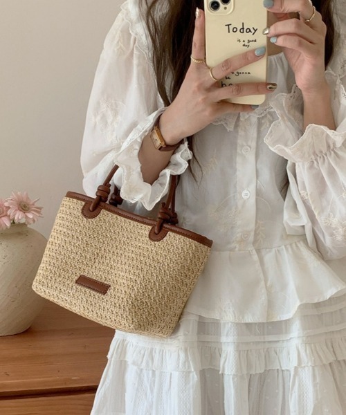 Ritzy(リッツィー)の「2way 配色切り替え かごショルダーバッグ ハンドバッグ(かごバッグ・レディース・ブラウン/ベージュ・FREE)」の1枚目の写真