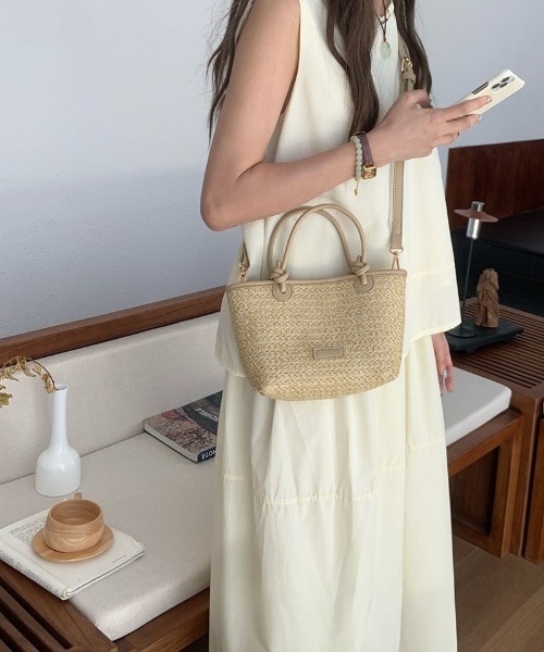 Ritzy(リッツィー)の「2way 配色切り替え かごショルダーバッグ ハンドバッグ(かごバッグ・レディース・ブラウン/ベージュ・FREE)」の9枚目の写真