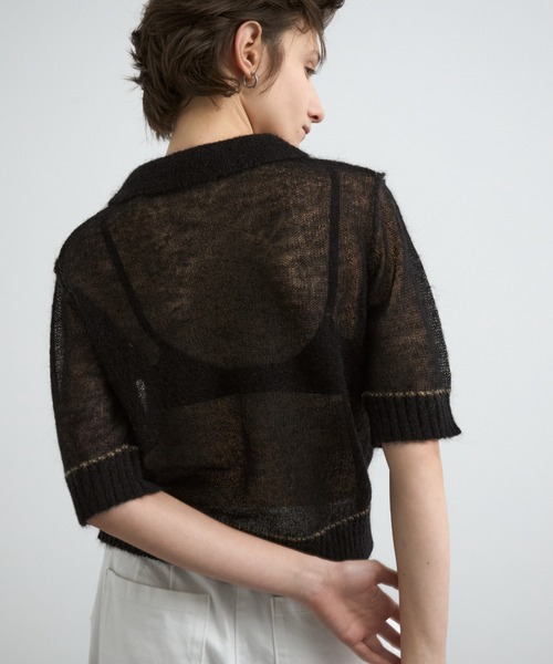 CREDONA（クレドナ）の「SHEER KNIT POLO/シアーニットポロ（ニット/セーター・レディース・ベージュ/ブラック/ブルー・FREE）」の7枚目の写真