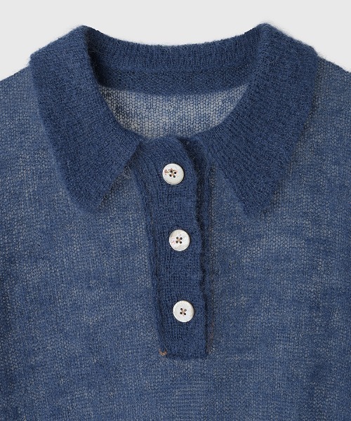 セール】SHEER KNIT POLO/シアーニットポロ（ニット/セーター