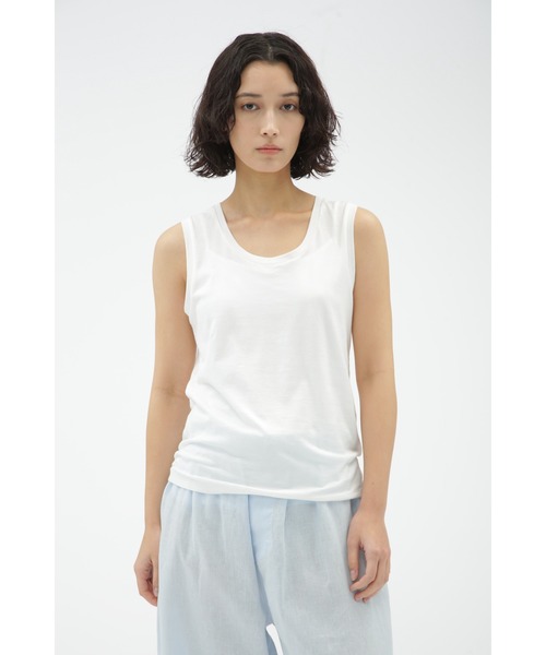 MARGARET HOWELL(マーガレットハウエル)の「SUPERFINE COTTON JERSEY(Tシャツ/カットソー・レディース・ホワイト/ブラック・FREE)」の1枚目の写真