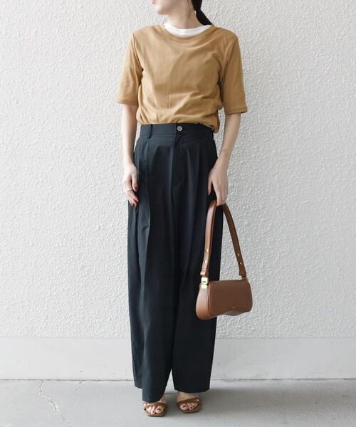 SHIPS any(シップス エニィ)の「SHIPS any:〈洗濯機可能〉タイプライター セミ ワイド タック パンツ(その他パンツ・レディース・ピンク/ブラック・36/38)」の3枚目の写真