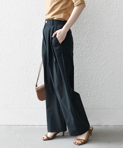 SHIPS any(シップス エニィ)の「SHIPS any:〈洗濯機可能〉タイプライター セミ ワイド タック パンツ(その他パンツ・レディース・ピンク/ブラック・36/38)」の7枚目の写真