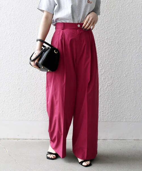 SHIPS any(シップス エニィ)の「SHIPS any:〈洗濯機可能〉タイプライター セミ ワイド タック パンツ(その他パンツ・レディース・ピンク/ブラック・36/38)」の13枚目の写真