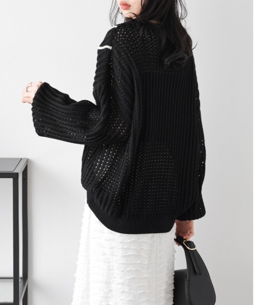 AMELY(エミリー)の「コード刺繍 透かし編みニット(ニット/セーター・レディース・ブラック/アイボリー/グレー/ベージュ・フリー)」の13枚目の写真