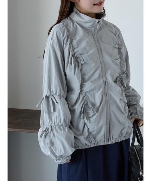 ehka sopo（エヘカソポ）の「リボンブルゾン（ブルゾン・レディース・キナリ/サックスブルー/グレー・F）」の3枚目の写真