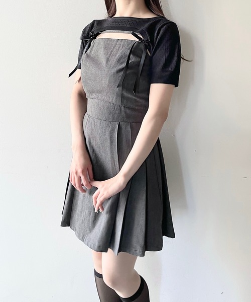 NOMAE(ノーマエ)の「ショートニット×キャミワンピースセット(ワンピース・レディース・グレー系その他/ブラック/ベージュ系その他/ホワイト系その他・FREE)」の7枚目の写真
