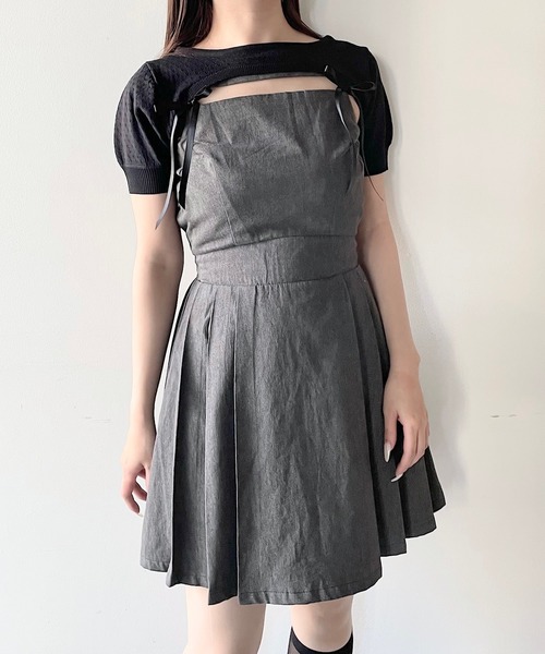 NOMAE(ノーマエ)の「ショートニット×キャミワンピースセット(ワンピース・レディース・グレー系その他/ブラック/ベージュ系その他/ホワイト系その他・FREE)」の8枚目の写真