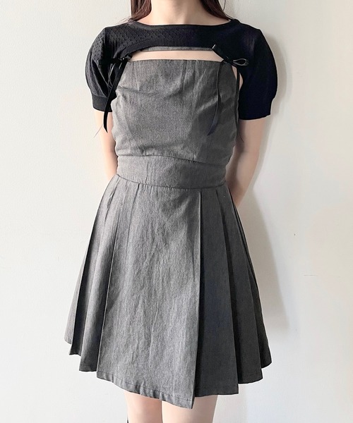 NOMAE(ノーマエ)の「ショートニット×キャミワンピースセット(ワンピース・レディース・グレー系その他/ブラック/ベージュ系その他/ホワイト系その他・FREE)」の9枚目の写真